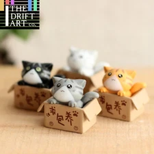 1pc Cartoon Poor Box Cat Kitty Kit Small Statue Little Figure Resin Art Toy Doll