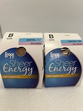 Sheer Energy Control Top Nude Pantyhose Size B Set Of 2