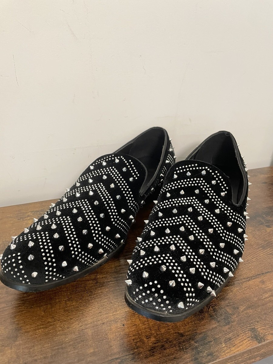 AM Exclusive Shoes Men\'s Black Gray Spiked Studded Loafers Dress Shoes Size‎ 12 AM Exclusive Black Spikes Slip-on Red Bottom Men main image 4