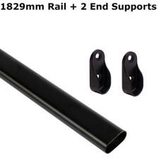 Hafele Black Steel Hanging Oval Wardrobe Rail Hanging Rail Tube With End Sockets