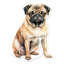 Pug Dog Puppy, Vinyl Decal Sticker, Indoor Outdoor, 3 Sizes, 11390