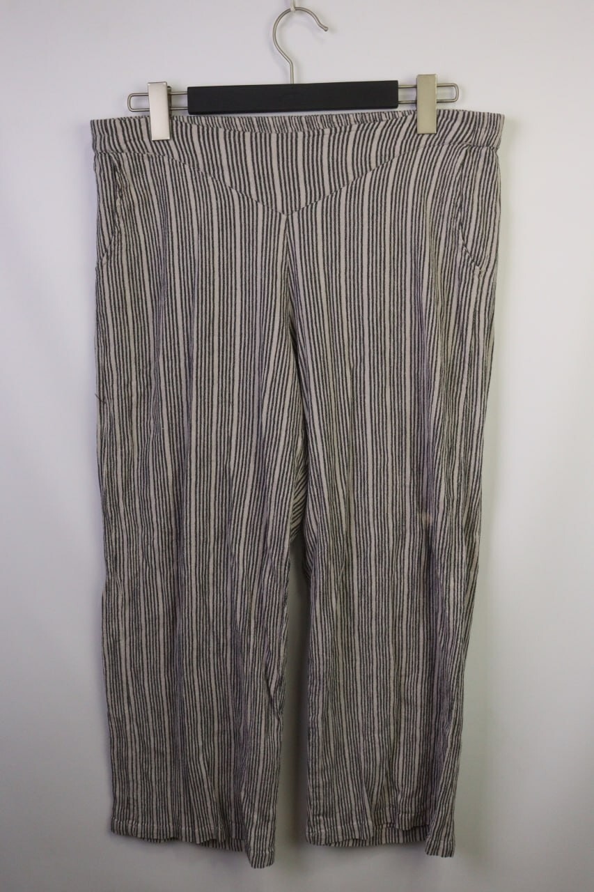 GUDRUN SJODEN Beige Striped Wide-Leg Relaxed Dress Pants Trousers  Size L / W40