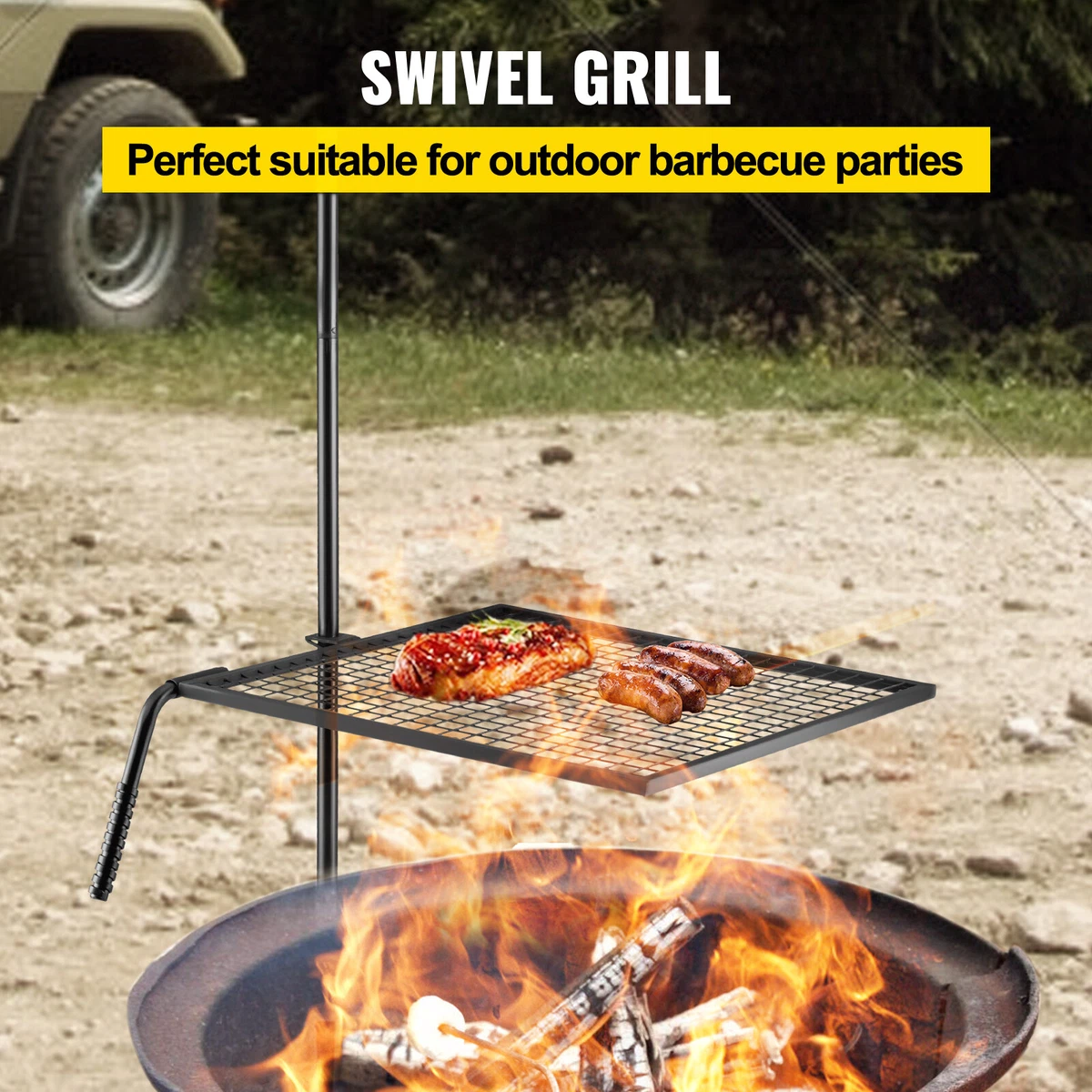 VEVOR Swing Grill 37'' Campfire Cooking Stand Outdoor Picnic