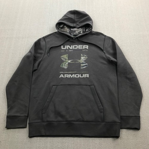 Under Armour Hoodie Sweatshirt Mens Medium Brown Camouflage Logo