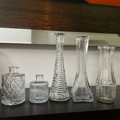 5 Small Glass Vases for Centerpieces Clear Vases for Flowers Wedding 5 Pieces - Picture 8 of 11