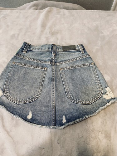 Carmar Mini Jean Skirt neon see thru sides $196 EUC size 24 Rave Y2K FESTIVAL - Picture 13 of 19