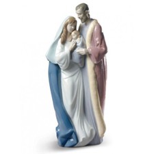Lladrò Figura Presepe Sacra Famiglia natale porcellana lucida h33 cm