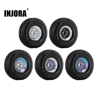 INJORA Aluminum Beadlock 1.3 Wheels and Tires for 1/18 1/24 TRX4M SCX24 FCX24(4)