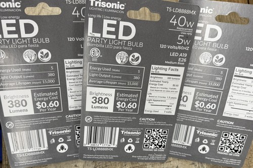 Trisonic A19  E26 LED Party LIGHT BULBS 5W =40w Color Bulbs 3packs - Picture 2 of 2