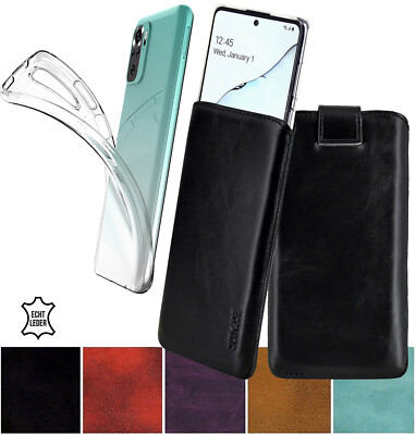 Suncase Leder Hülle Handy Tasche Etui + Silikon Case für Xiaomi Redmi Note 10