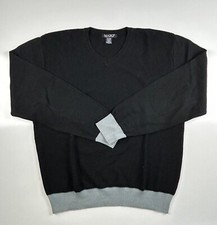 Marq75 V Neck Cotton Blend Sweater Black/Gray Long Sleeve Men  s Size 2XL