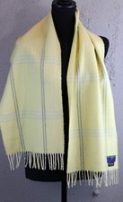 Vintage 100 Lambswool Scarf Yellow Plaid 12x54" Made for Woodward in W Germany