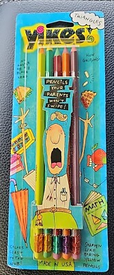 Vtg YIKES! TRIANGLES Black Lead PENCILS 5 Pack 90 s NOS Sealed Made in USA 91303