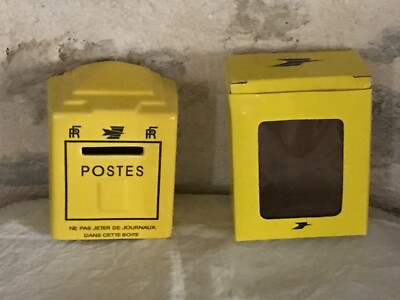 Vintage ! Tirelire ''boîte aux lettres'' la Poste, en céramique, jaune