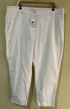 Eileen Fisher White Plus Sz 22 Organic Cotton Hemp Blend Ankle Pants Pockets p1