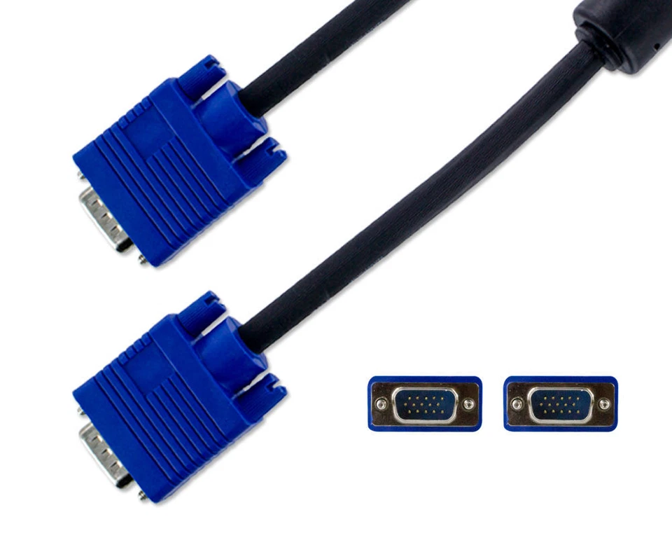 SVGA SUPER VGA Monitor 15 PIN M/M Macho a Macho Cable CABLE PARA PC TV HDTV Azul EE. UU. Foto 2 de 4