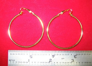 Authentic Made in USA - CLIP ON Gold Plated Plain Wire Hoop Earrings - VARYING SIZES