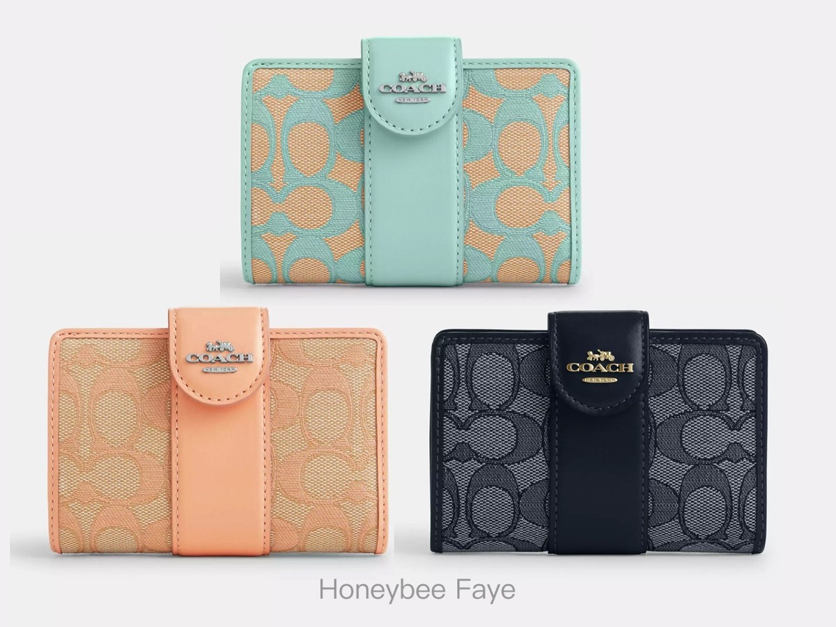 NWT Coach Medium Corner Zip Wallet In Signature Jacquard CU987