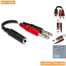 Hosa YPP-136 1/4" TRS to Dual 1/4" TS Stereo Breakout Cable - 6" Compact Design