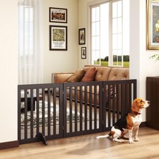 24  H Freestanding Wooden Pet Gate, Dog Gate for Stairs, Doorways, and Hallway...