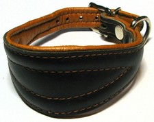 Real Leather Extra Wide Padded Tapered Dog Collar Brown, Tan, Small, Long Neck