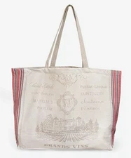French Market Tote Bag Cotton - French Winery and Wines - Made in France