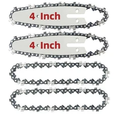 [4 Chains + 2 Bars] 4 Inch Mini Chainsaw Chain and Guide Bar, 4-Inch Saw Chai...