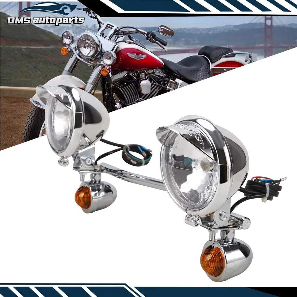 Driving Passing Turn Signals Lamp Driving Fog Spot Light Bar For Harley Honda - Image 3 of 4