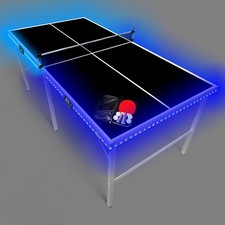 6 ft x 3 ft Ping Pong Table w/LED Lights Game Kit