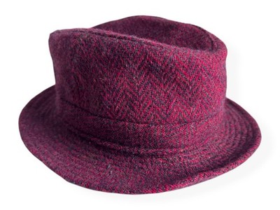 Mizen Head Irish Tweed Trilby Hut klein 20'' rot Fischgrät Wolle Wanderhut