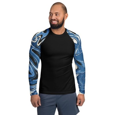 NEW MMA BJJ Jiu Jitsu Enigma Paint Swirl Blue Men's Rash Guard