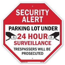 Security Alert Parking Lot Under Octagon Sign Weather Resistant Made in the USA