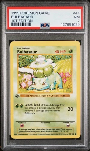 1999 POKEMON BASE SET 1ST EDITION #44 BULBASAUR PSA 7