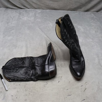 Dan Post Men 11D Western Boots Black Leather Pointed Toe Pull On Cowboy Riding
