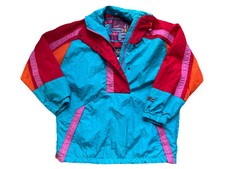 VINTAGE ROFFE SKI JACKET MEDIUM 1980/90's BLUE PINK RED ORANGE 1/2 ZIP