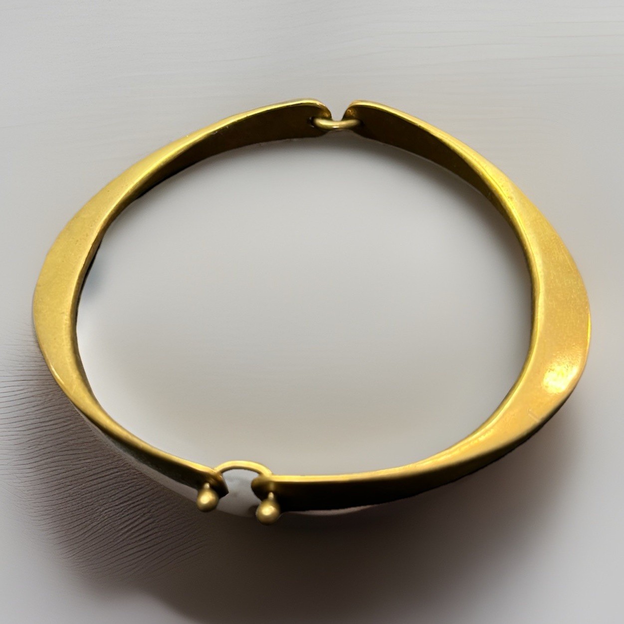 Vintage Solid Brass Hinged Torque Cuff Bracelet M… - image 3