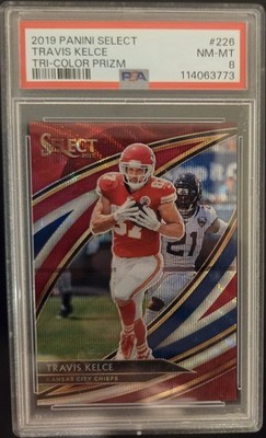 Travis Kelce 2019 Panini Select #226 PSA NM-MT 8 Tri Color Prizm 39/99 Chiefs