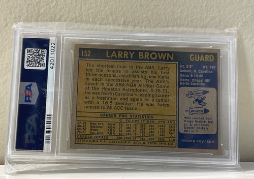 1971 TOPPS #152 LARRY BROWN RC ROCKETS HOF PSA 7-(bin63324D) - Picture 2 of 2