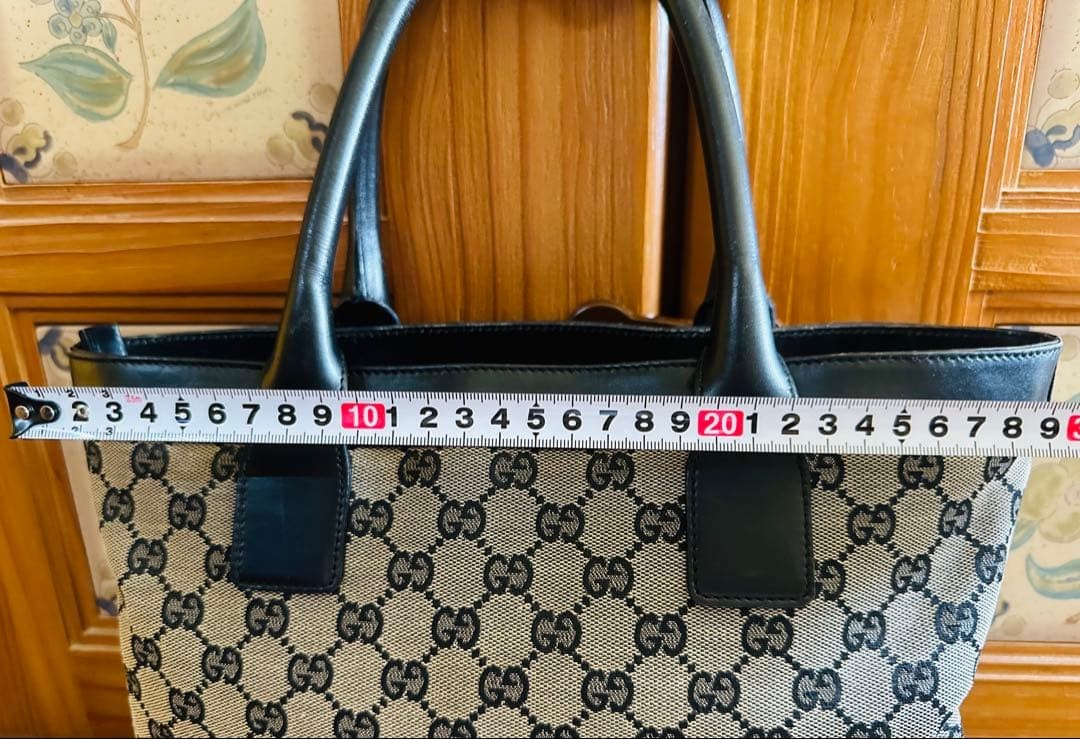 GUCCI Black Leather Handbag Authentic Classic Tote Bag with Dust Bag thumbnail 7