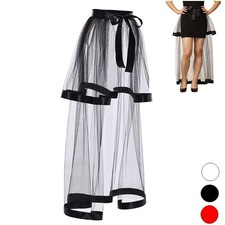 Womens Gothic Punk Tulle Bustle Skirt Ruffle Tie-on Steampunk Parties Skirts