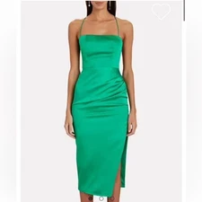 Manning Cartell Miami Heat Slip Dress Women’s Size 6 Green Satin Tie Back