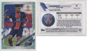 2020-21 Topps Chrome UCL Aqua Wave Refractor /199 Kylian Mbappe #95