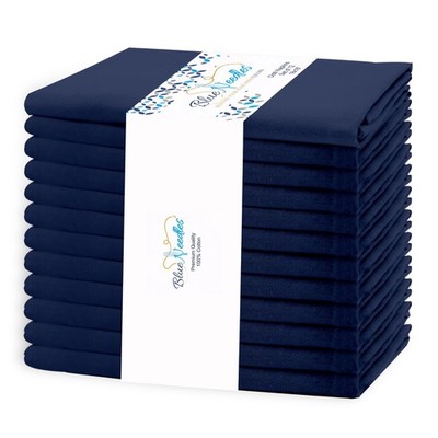 Blue Needles Solid Cloth Napkins Set of 12 Navy Blue 100% Cotton Dinner Napkins