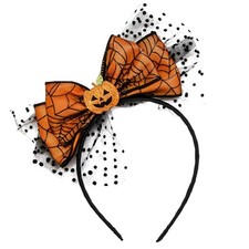 Halloween Headband Spider Web Bow Headbands For Women Girls Happy Pumpkin Hai...