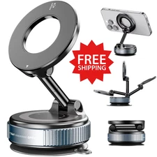 360° Vacuum Magnetic Phone Holder Suction Cup Car Mount with Foldable Stand LOT