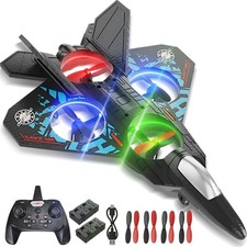 RC Segelflugzeug 2.4G ferngesteuerte Stunt Foam Jet Drohne mit Licht - Rot/Blau