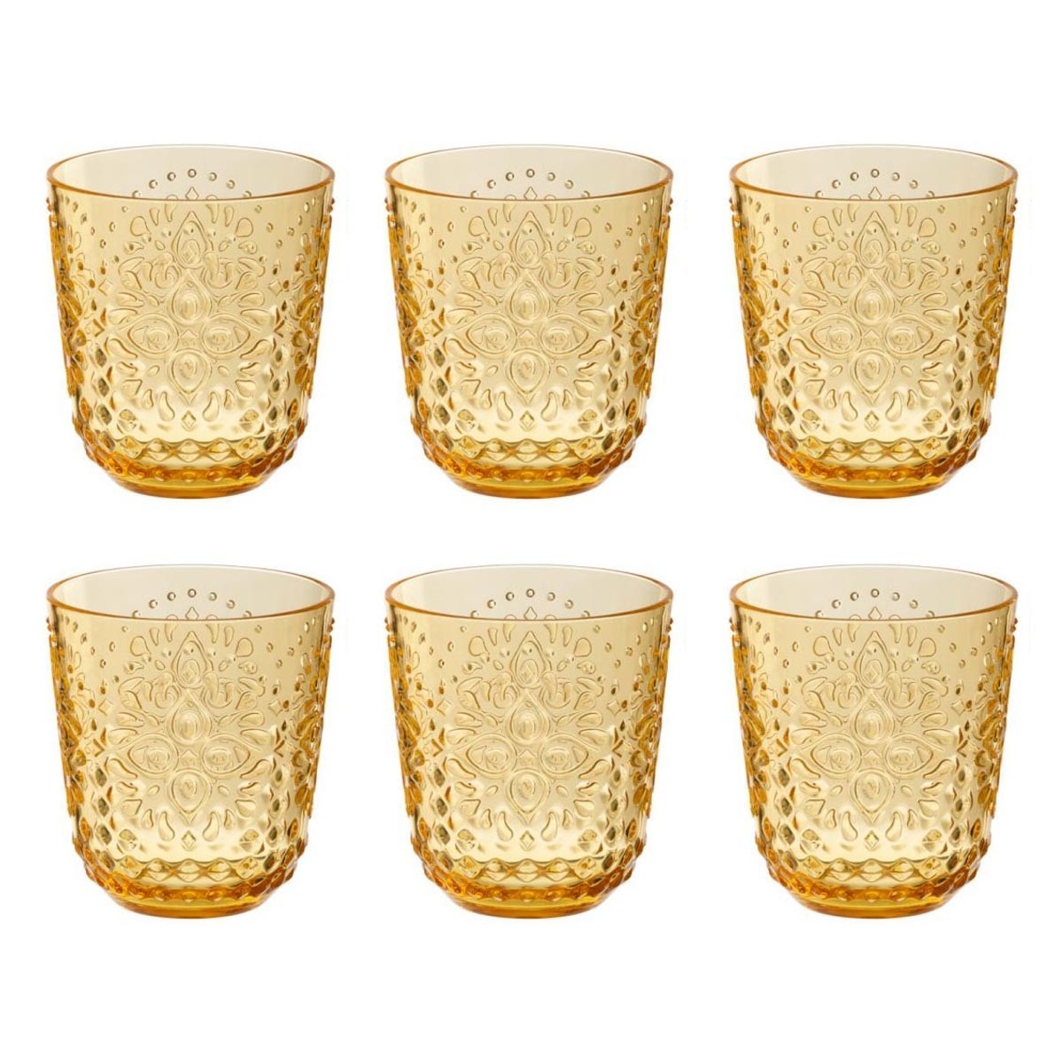 Gobelet réutilisable Barbra jaune 47,3cl lot de 6 grand verre plastique incassable