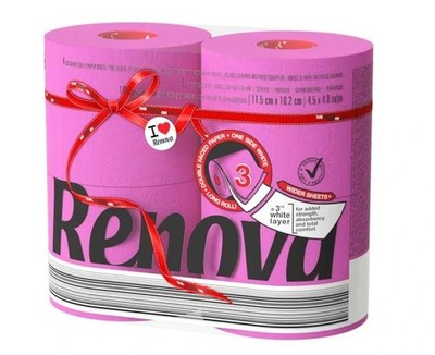 Renova pinkes Toilettenpapier, PINK 3-lagig, 4 Rollen Klopapier Wcpapier
