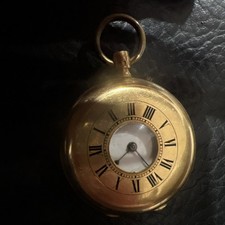 John Hawley & Sons 18ct Gold Victorian Half Hunter Pocket Watch Lion c1890