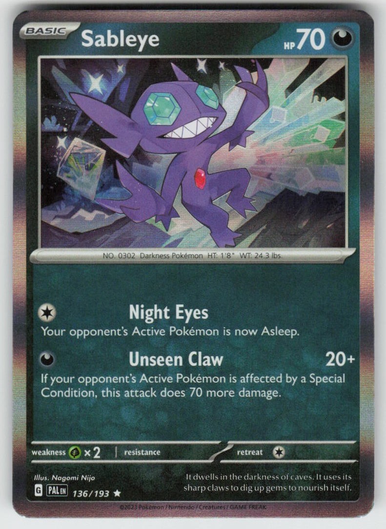 Holo Sableye 136/193 Rare SV02: Paldea Evolved